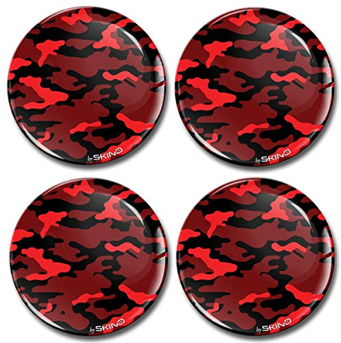 Biomar Labs 4 x 70mm Aufkleber 3D Silikon Camouflage Rot Für Radkappen Nabenkappen Radnabendeckel Rad-Aufkleber Nabendeckel A 1970 Z*