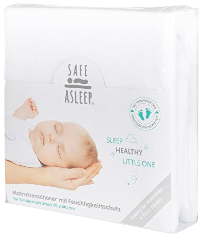 roba Matratzenschoner 60 x 120-70 x 140 cm - Wasserdichte & atmungsaktive Matratzenauflage für Babys/Kinder - safe asleep® - GOTS und Oeko-Tex 100 - für Babybetten - Weiß