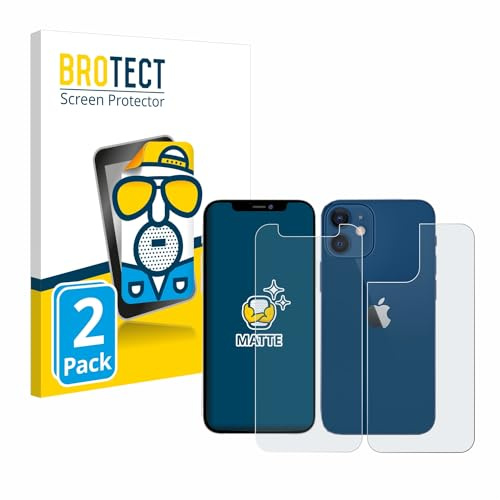 brotect Pellicola Protettiva per Apple iPhone 12 mini | (Fronte+Retro) 2 Pezzi Opaca Protezione Schermo Made in Germany Anti-Riflesso Anti-Impronte Proteggi Schermo