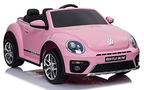 E Street Car VW Beetle Maggiolino Rosa 12V 2.4GHz Pelle Eva Sound