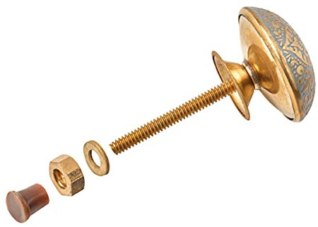 6 Handmade Brass Knobs | Brass White Cabinet Knobs | Drawer Knobs Ideal for Any Home, Kitchen or Office | These Knobs for Dresser Comes with 1 Wrench & Extra Screw Cap (White)