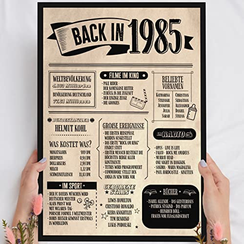 40 Geburtstag Geschenk, Alte Zeitung Holzbild Back in 1985 Vintage personalisierbar zum Hinstellen/Aufhängen opt. beleuchtet, 40 Geburtstag Frau, 40 Geburtstag Mann, 40. Geburtstag, 40 Geburtstag Deko