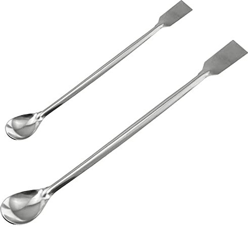 Lind Kitchen 2PCS 20cm/30cm Stainless Steel Lab Spoon Spatula Laboratory Sampling Spoon Mixing Spatula (One Spoon Side and One Shovel Side), Experiment Equipment