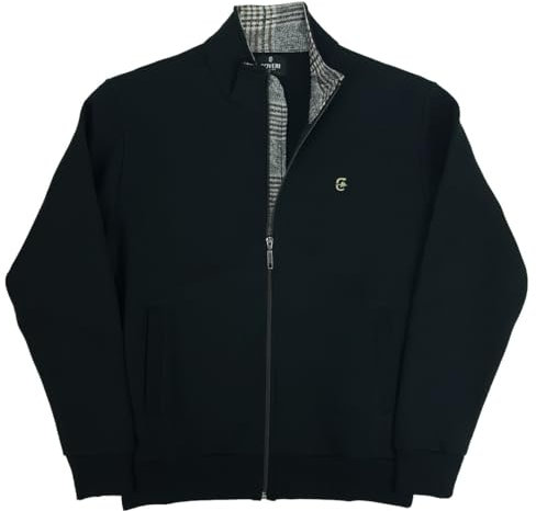 Coveri Felpa Uomo con Cerniera Zip Invernale Pesante Senza Cappuccio L XL XXL 3X (XXXL - Nero)