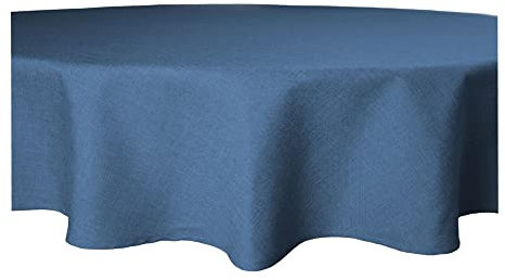 Tischdecke rund Leinenoptik Lotuseffekt Tischwäsche Wasserabweisend Tischtuch Fleckenabweisend Bügelfrei Abwischbar Waschbar Innen und Außen Perleffekt (160 cm, Blau)