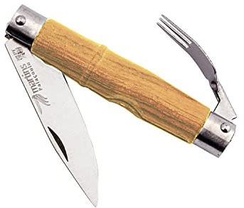 MARTINS Navaja hoja 7cm acero 420 mango madera haya con tenedor y abrebotellas