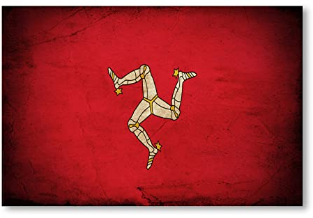 Postereck - 0373 - Vintage Flagge, Fahne Isle of Man Douglas - Wandposter Fotoposter Bilder Wandbild Wandbilder - Leinwand - 60,0 cm x 40,0 cm