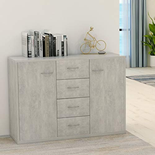 Leepesx Sideboard, Aufbewahrungsschrank, Dielenschrank, Flurschrank, Beistellschrank, Schrank, Anrichte, Betongrau 88 x 30 x 65 cm Spanplatte