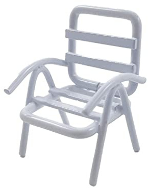 Dolls House White Patio Lawn Chair 1:24 Half Inch Scale Metal Garden Furniture