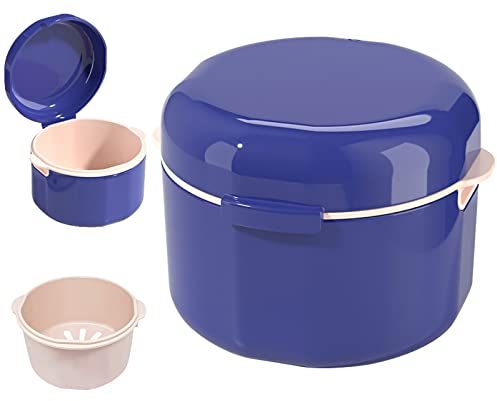 GmeDhc Boîte de Dentier avec Passoire, Boite Appareil Dentaire Portable, Boîtes pour Prothèses Dentaires, Boîte de Retenue Orthodontique, Boîte de Nettoyage de Retenue (Bleu)