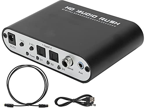 Audio Decoder, 5.1CH DTS Dolby Converter AC3 Coaxial AC-3 Optical Digital to Analog Converter for Home Concert Hall Theater (HostUSB+Fiber Optic) Stereo 3 5mm with Audio Decoder + 5.1ch dts dolby