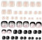 MWOOT 48Pcs (2 Packs) False Toenail Tips, Full Cover Rhinestones Press on Toenail, French Black Glue on Toe Nail with Manicure Kit, Square Nail Extension Tips for DIY Women Salon Nail Decoration