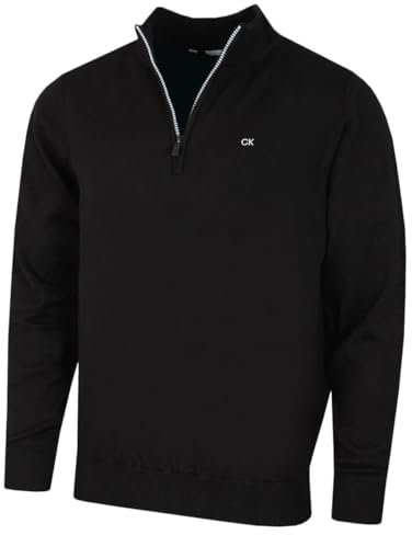 Calvin Klein Mens Campus 1/2 Zip Sweater - Black/Silver - XXXXXL