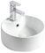 Lavabo de baño Fregadero de baño redondo de 15.7 '' con grifos Fregaderos de baño sobre encimera, Fregaderos de recipiente de baño blancos, Fregadero de recipiente de cerámica, Fregadero de encimera,