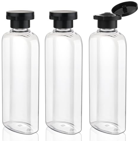 Wowang Travel Shampoo and Conditioner Bottles 7.7oz 3 Pack Leak Proof Squeeze Bottles with Flip Cap Refillable Containers Plastic Travel Toiletry Bottles for Lotion Shampoo Conditioner