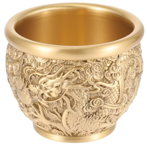 Cabilock Bassin Au Trésor Feng Shui en Laiton - Bol De Corne D'abondance De Dragon - Petite Richesse Tasse Porte- - D'offrande Doré D'argent pour L' Bénédiction