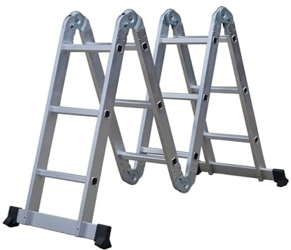 DIVIDยฎ Aluleiter 3,6 Meter | Leiter klappbar | Gelenkleiter 3 Stufen x 4 | Multifunktionsleiter belastbar bis 150Kg | Mehrzweckleiter | Klappleiter | Stehleiter ausziehbar | Teleskopleiter