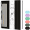 Qefuna Notizbuch A4 Liniert, 300Seiten Spiralnotizbuch, 100g/M² Tintenfestes Papier, PVC-Hardcover，mit Lineal, Erweiterbare Taschen, Elastische Bänd, für Frauen, Männer, 21x 28 cm -Schwarz