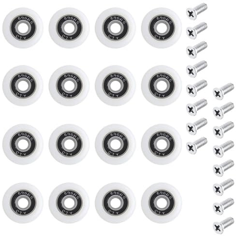 Leliafleury 16 Sets Shower Door Wheels 22mm Shower Door Rollers Shower Doors Pulley Rollers Runners for Shower Cabins Bathroom Glass Door