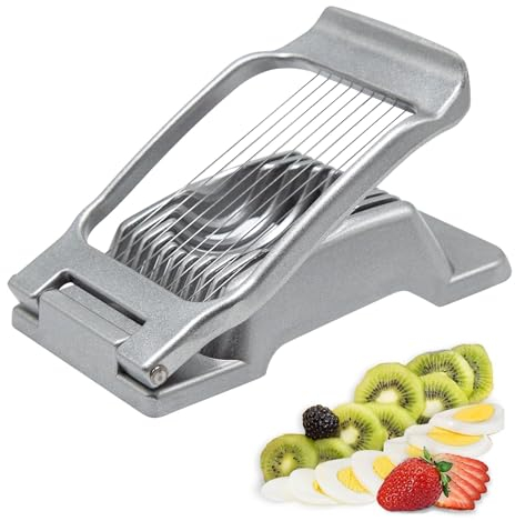 Egg Slicer - Heavy Duty Multifunctional Aluminium Cutter, Boiled Egg Master - 13.5 x 8cm, Dishwasher Safe - Silver