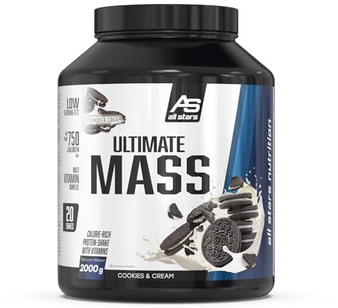 ALL STARS Ultimate Mass Gain Weight Gainer 2000g, Cookies and Cream | 365kcal & ca. 74g Kohlenhydrate pro Portion, Mass Gainer für Kraftsportler mit hochwertigem Multivitamin Komplex
