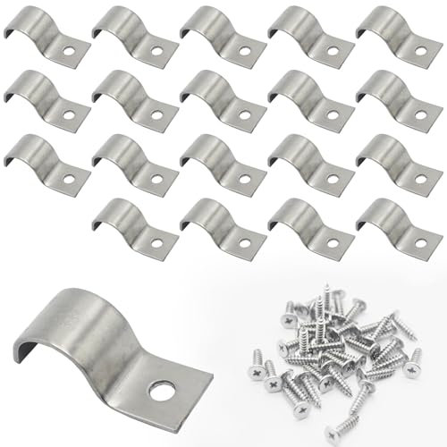 SHENSAIGO 20 Stück Metallkabelschellen, V2A Einzelloch Befestigungsschelle Edelstahl, U-Rohrschellen mit 20 Edelstahl Schrauben, Hochleistungs Rohrhalterung für Ø19-20 mm Gasrohre Wasserrohre Kabel