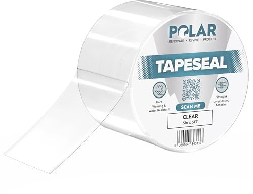 Polar TapeSeal Clear - 5 x 5 ft | Rubberised Waterproof Tape for Leaks & Cracks on Roofs, PVC Pipes, Downpipes, Plumbing & Gutters | All-Purpose Indoor & Outdoor Sealant Tape for Lasting Protection