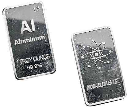 Aluminium Barren, Aluminium Metallbarren, Aluminium Metall, Aluminiumbarren 1 Troy oz, 31,1 Gramm, Aluminium Metall für Sammlung von Elementen und Inlays