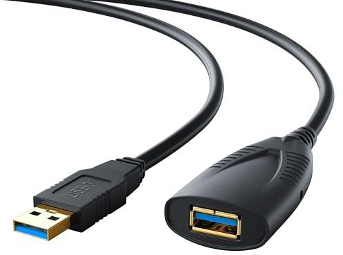 CSL 10m USB 3.2 Active Repeater Cable, Extension Lead with Signal Amplification, USB Male to Female Amplifier Repeater 10 Meters for Printer, Keyboard, Scanner