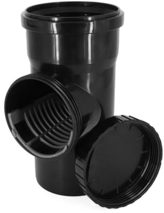 Fallrohrfilter DN 100 Ø 110 mm Schwarz Revisionsrohr mit Sieb Regenrohrfilter Dachrinnenfilter Reinigungsrohr Entwässerungssystem Fallrohr Dachrinnen Regenwasser Verbinder | Polypropylen
