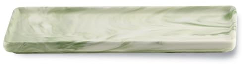 YoHyien Keramik Badezimmer Tablett, Deko Marmor Tablett, Badezimmertablett Länglich, Ablageschale Bad, Schmuckablage, Marble Bathroom Tray für Seifenspender, Kerzen, Kosmetik, Waschbecken (Grün, L)
