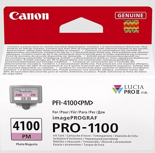 Canon PFI-4100PM Genuine Printer Ink Cartridge - High Performance & Fade Resistant Ink (1 x Photo Magenta Cartridge) - Compatible with imagePROGRAF PRO-1100