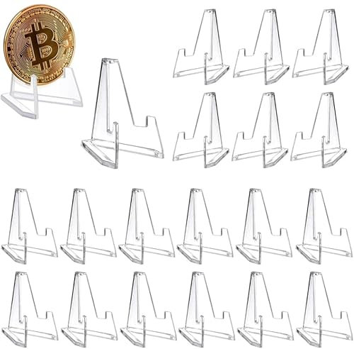 Zhenghebuy Mini Chevalets Transparents,20 Pièces Presentoir Chevalet Acrylique Support Monnaie de Collection,Multifonction Supports de Cartes Acryliques pour Afficher Cartes,Médailles,Images,Montres d