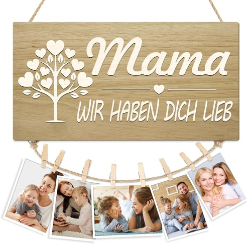 KAIRNE Mama Geschenk Holzschild „Wir haben dich lieb Geburtstag Muttertag