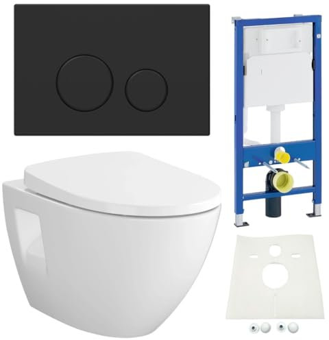 Duofix Vorwandelement Spülkasten HGMBAD WC spülrandlos Betätigungsplatte schwarz matt Komplettset