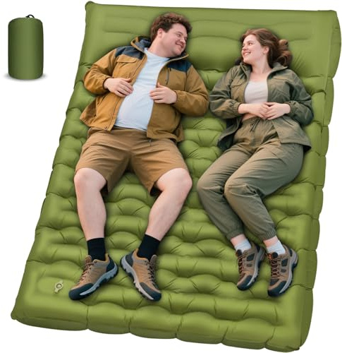 Oramoose Isomatte für Camping, 15,2 cm, extra dicke Doppel-Isomatte mit Kissen und integrierter Fußpumpe, ultraleichte Camping-Isomatten, kompakt für Reisen, Zelt, Wandern, Rucksackreisen, Auto