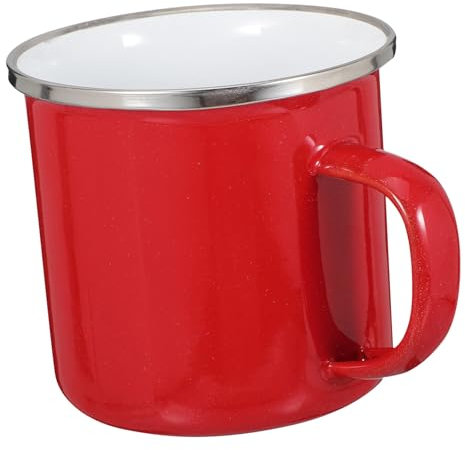 Amosfun Tasse Émaillée Vintage Avec Poignée Bord Inox Anti-brûlure Maintien Chaud Bureau Camping Mug Café Thé Polyvalent