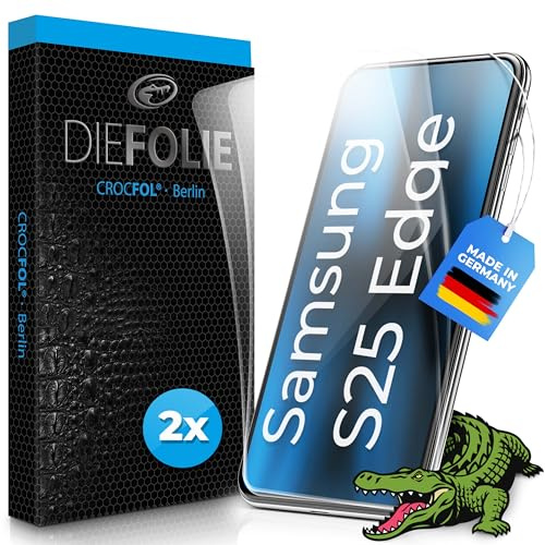 Crocfol DIEFOLIE für Samsung S25 Edge [2 St.] selbstheilende Premium Schutzfolie vom Testsieger + Made in Germany (Case-Friendly)
