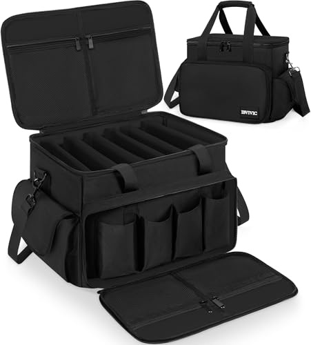 DJ Cable File Bag - DJ Wire Storage Bag, 1680D Nylon DJ Equipment Organiser Gig Bag with Removable Dividers & Padded Base, Travel Wire Bag for Professional DJ Gear, Music Accessories (Small, Black)