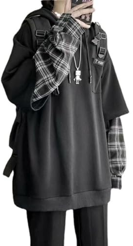 Rrongwn T-shirt Y2K Dark Academia pour femmes - Sweatshirt coréen gothique Harajuku Emo Alt - Manches longues oversized - Top punk grunge streetwear, Noir , M