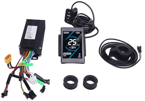 MechKit Elektrofahrrad Brushless Motor Controller Kit, 36 V 48V 500W 750W 26A 3 Modus Sinuswelle Controller T5S Farb LCD Anzeigefeld 130X Daumengas Kit für Elektroroller E-Bike