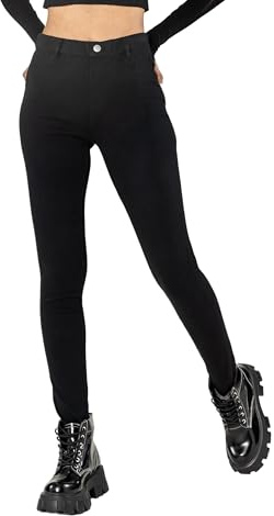 Nina Carter A006 Damen Jeggings High Waist Stretchhose ohne Reissverschluss – Skinny Fit Hose mit Gesäßtaschen, figurbetont, elastisch