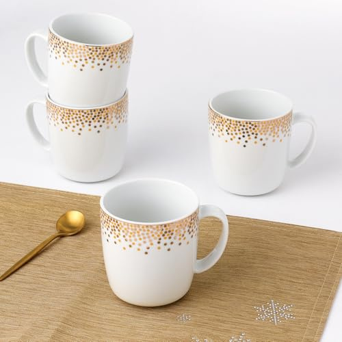 Waterside 4pk Gold Sparkle Porcelain Mugs