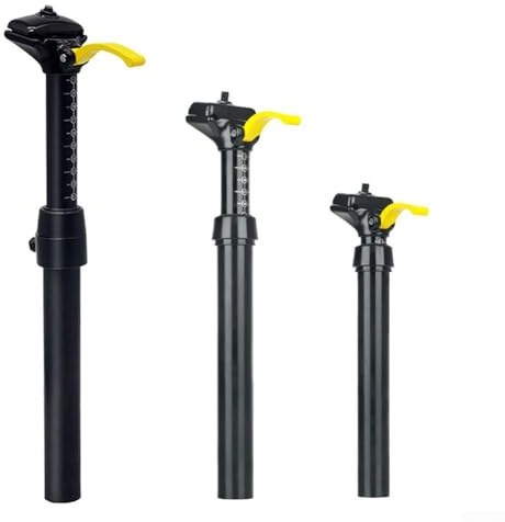 Volakebeing Verstellbare Sattelstütze, 33,9 mm, für Mountainbike, 100 mm Reisefederung mit Öl-Luft zur Dämpfung, manueller Hebel, Aluminium