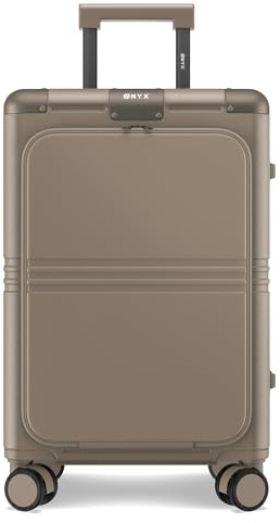 ONYX Hybrid-Pro Handgepäck-Koffer 55x35x23cm, ultraleichter 4kg Hartschalenkoffer klein mit Laptopfach und TSA-Schloss, 38L Carry on Luggage mit leisen 360°-Rollen, Cabin Trolley Desert Clay