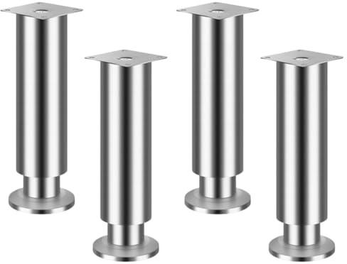 LZDGCC Möbelfüße Verstellbar, 4 Stück Möbelfüße Höhenverstellbar 20cm Edelstahl, Tischbeine Metall für Möbel Sofa Füße Möbelerhöhung Schrankfüsse Möbelbeine stellfüße