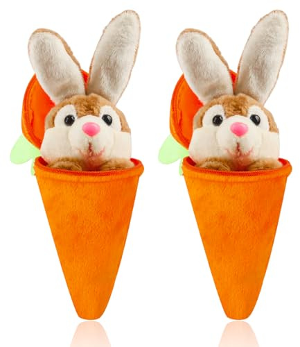 Yi'antai Lot de 2 peluches réversibles en forme de lapin, carotte, porte-clés, carotte, lapin moelleux, idée cadeau pour nid de Pâques (2 pièces A)