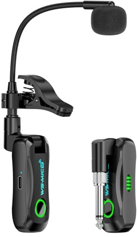 Funien Microphone de Saxophone sans Fil, Son Haute Définition, Micro à Clipser pour Saxophone, Flûte, Clarinette, Appairage Automatique, pour Performances de Groupe en Plastique