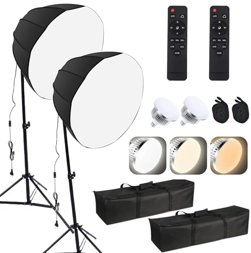 Luocute Kit D'éclairage Softbox, Paquet de 2 Lumières de Photographie LED Réglables 85 W 3 Couleurs avec Boîte à Lumière 60 Cm 12 Côtés et Trépied de 2,1 M, pour la Photographie de (Prise UE)