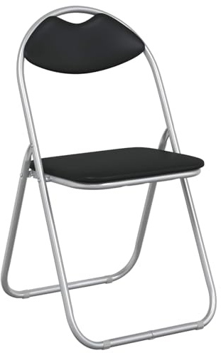 vidaXL Klappstuhl 8 pcs Schwarz und Grau 48 x 43,5 x 81 cm Kunstleder, Kompakter, moderner, tragbarer Stuhl für Essbereich, Klassenzimmer, Wohnzimmer, leicht, langlebig und vielseitig
